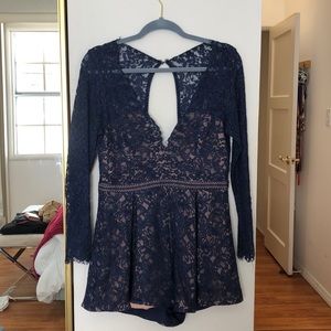 Dark blue lace romper